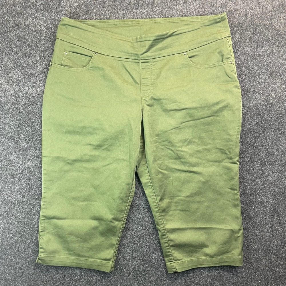 Time & Tru Womens XL 16-18 Capri Pants Sea Turtle Green Pull On Cropped Stretch
